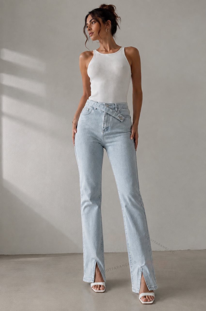 شلوار جین یخی چاک دار برند prettylittlething